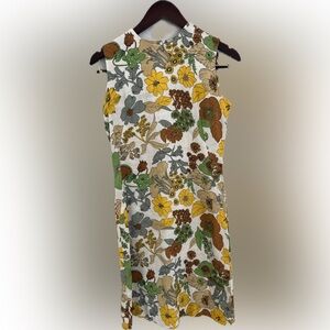 John Abbott Floral Shift Sleeveless Dress 70s